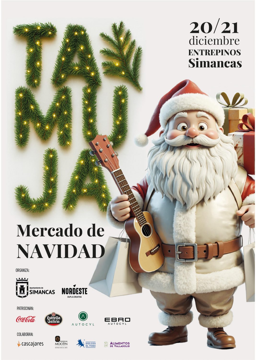 Cartel del Mercado de Navidad TAMUJA FEST 2025 en Simancas, con Papá Noel y fechas del evento 20 y 21 de diciembre en Entrepinos.