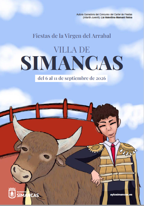 Cartel infantil de las Fiestas de la Virgen del Arrabal 2026 de Simancas, del 6 al 11 de septiembre